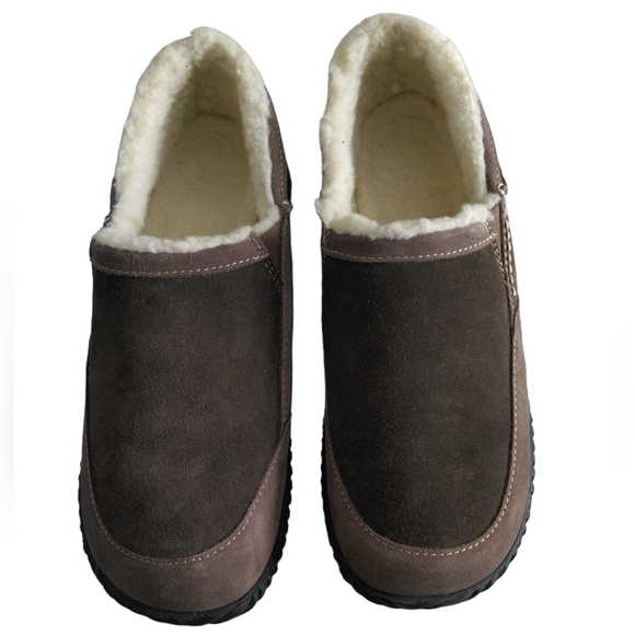 Acorn Comfort Earth Shearling Sheepskin Suede Hard Bottom Bedroom Shoe Slippers - Picture 3 of 16